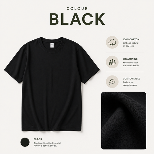 (230gsm) Premium 100% Cotton Plain T-Shirt Regular Fit Basic Tee
