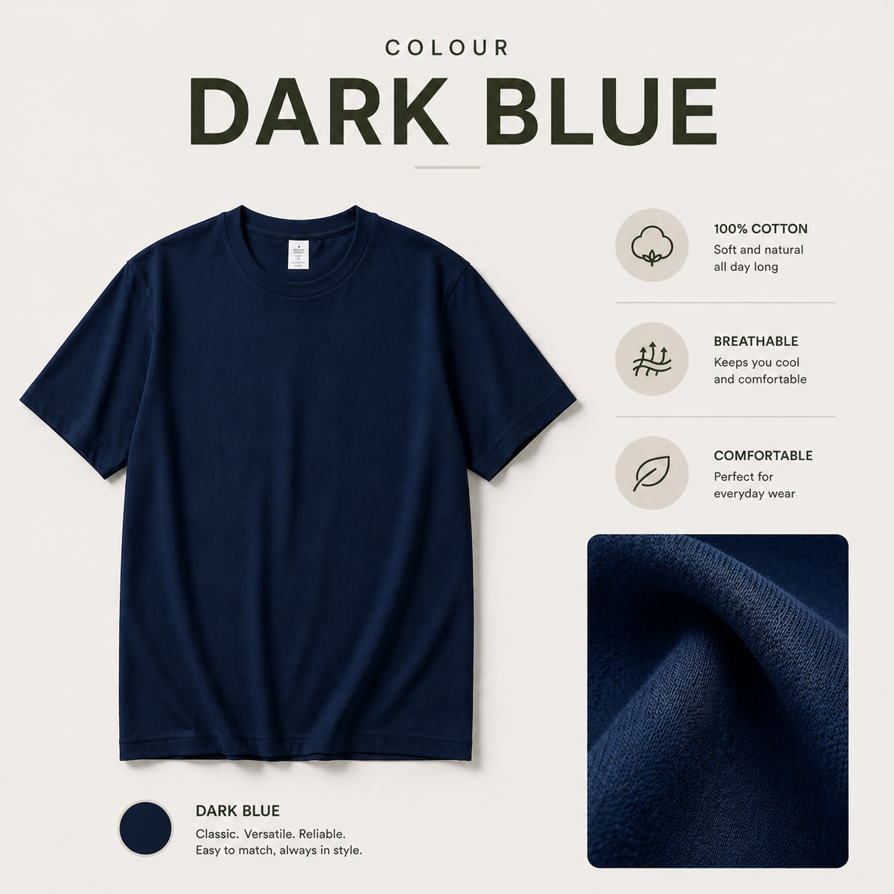 (230gsm) Premium 100% Cotton Plain T-Shirt Regular Fit Basic Tee