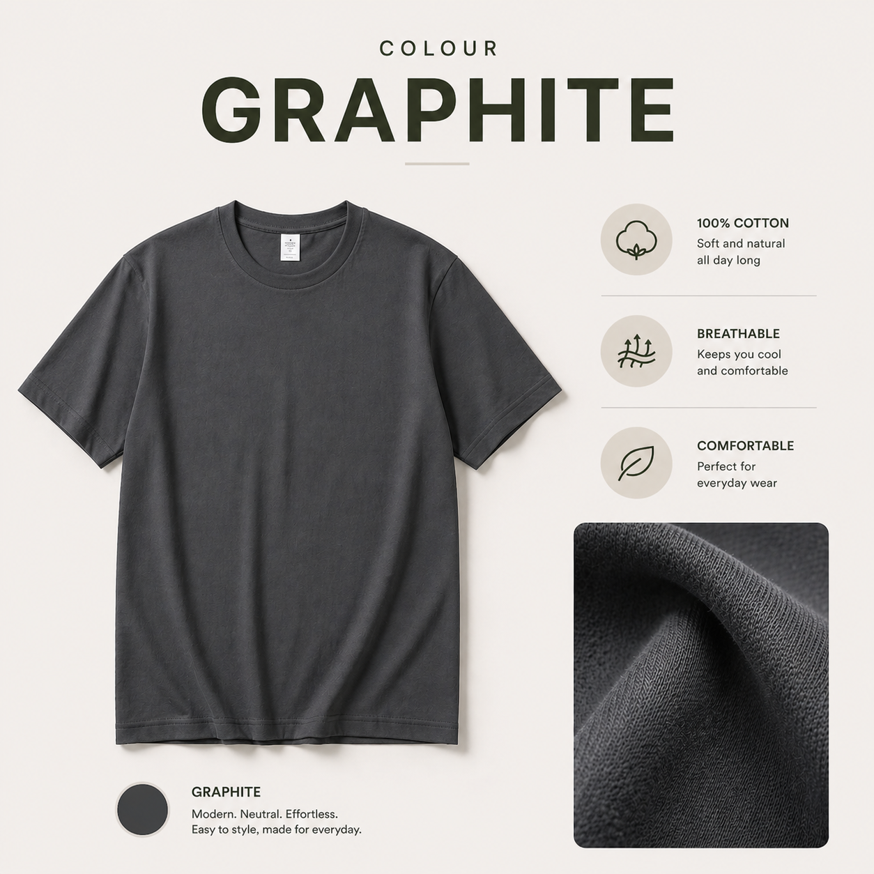 (230gsm) Premium 100% Cotton Plain T-Shirt Regular Fit Basic Tee
