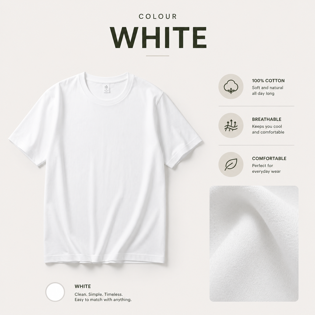 (230gsm) Premium 100% Cotton Plain T-Shirt Regular Fit Basic Tee