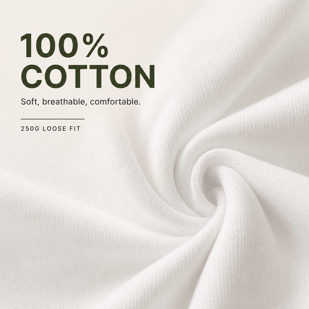 (250gsm) 100% Cotton T-Shirt Round Neck Loose Fit