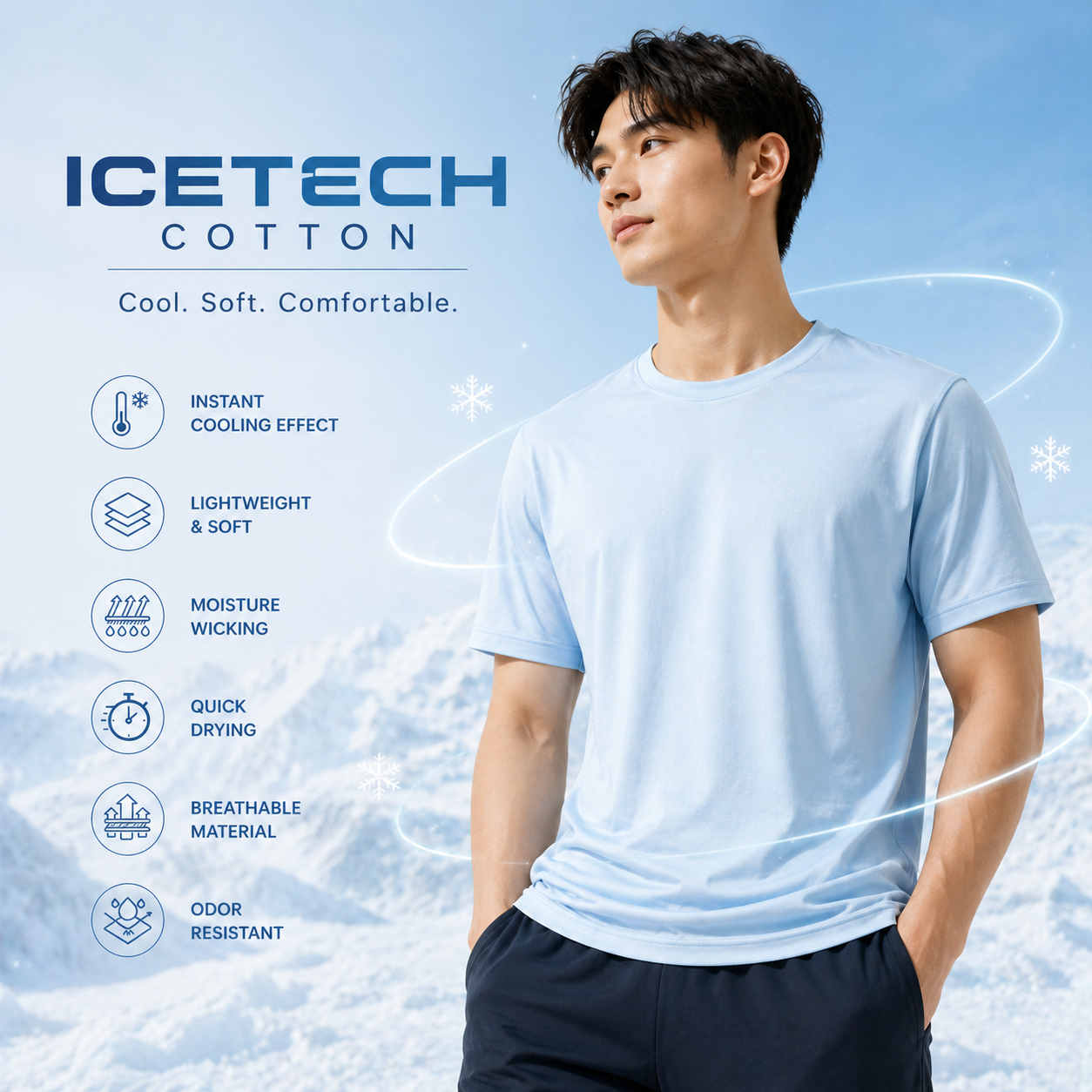 (210gsm) Icetech Cotton Cooling T-Shirt Regular Fit