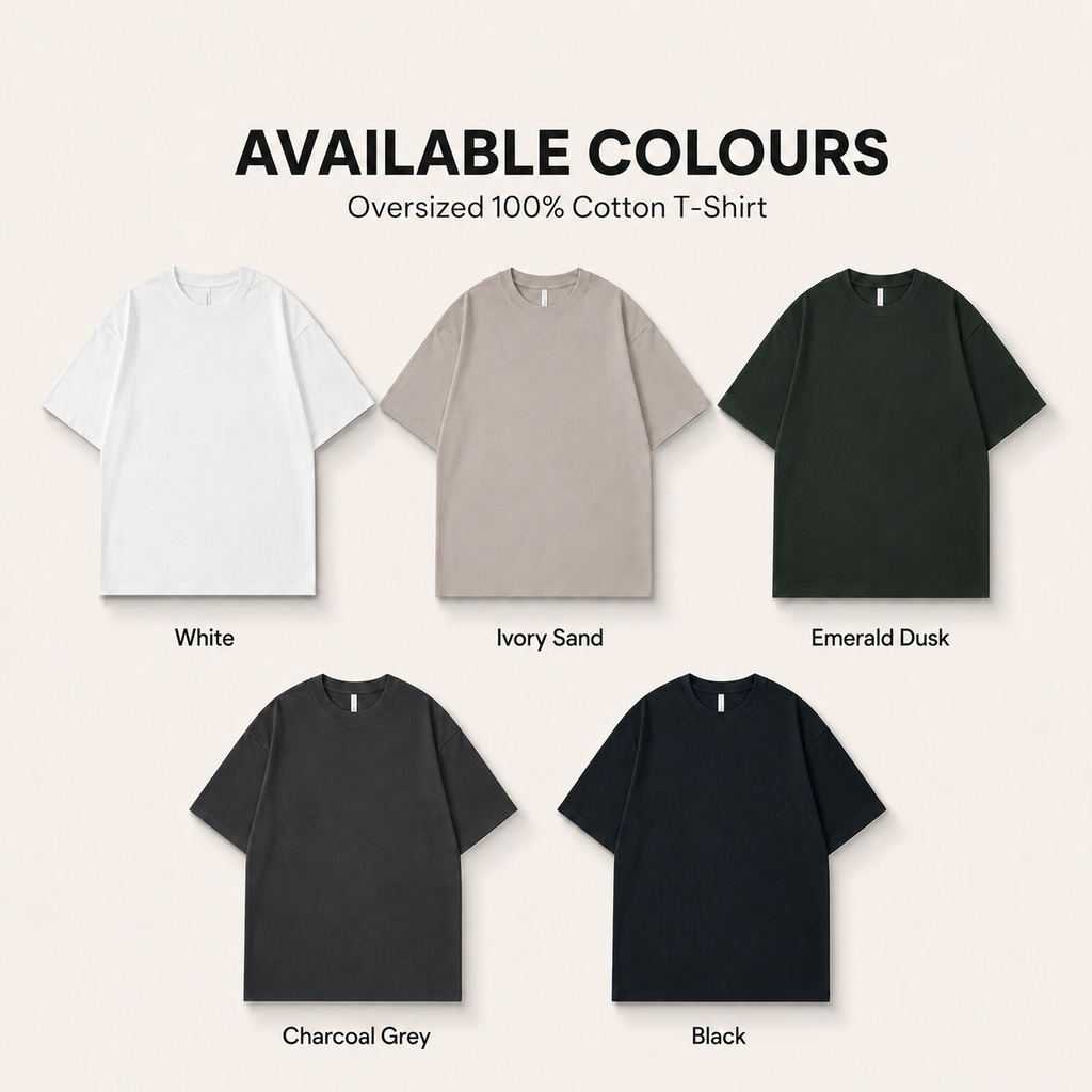 (300gsm) 100% Cotton Oversized T-Shirt Round Neck Short Sleeve