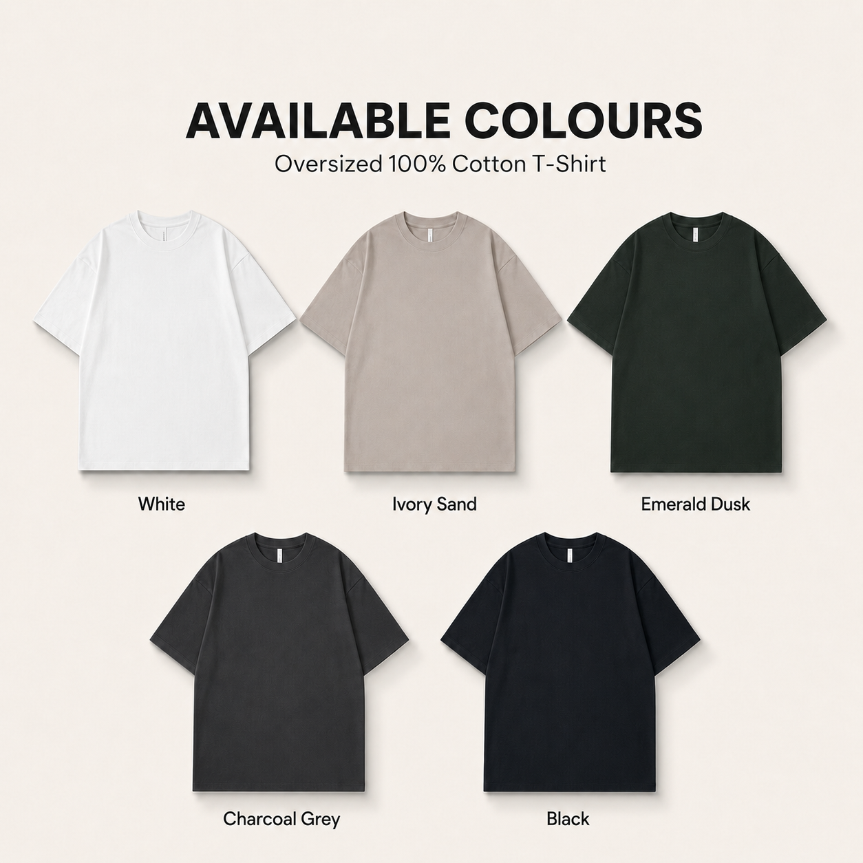 (300gsm) 100% Cotton Oversized T-Shirt Round Neck Short Sleeve