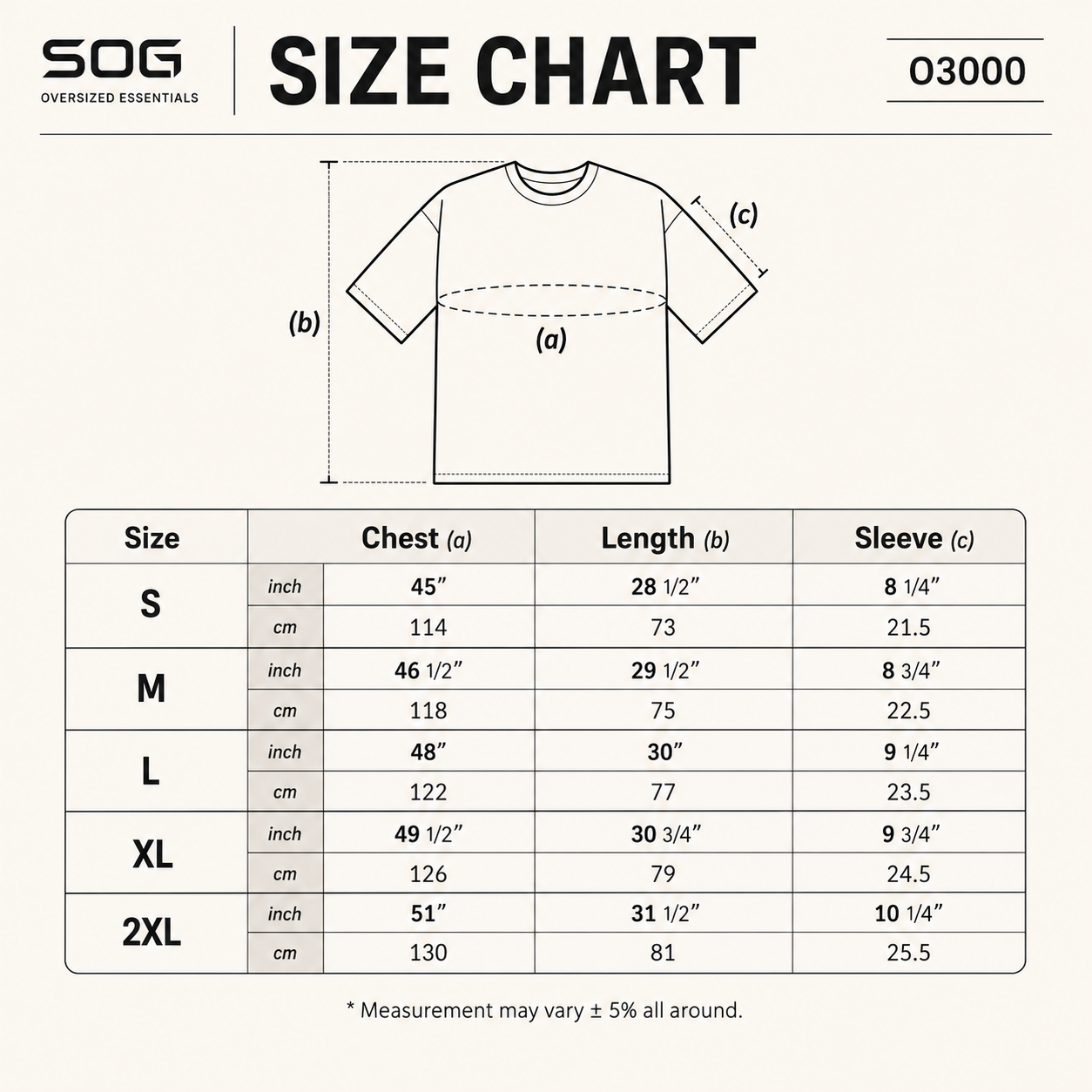 (300gsm) 100% Cotton Oversized T-Shirt Round Neck Short Sleeve