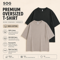 (300gsm) 100% Cotton Oversized T-Shirt Round Neck Short Sleeve
