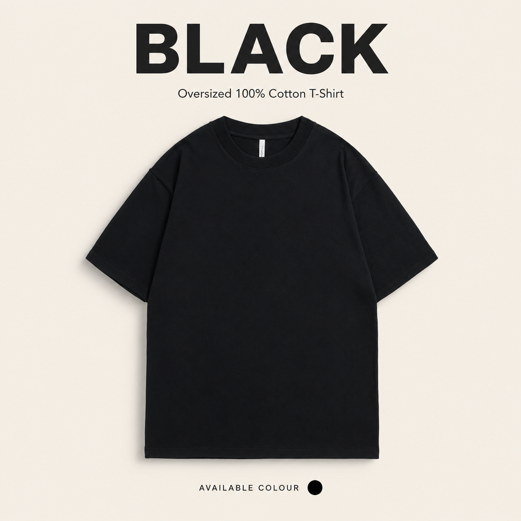 (DTF Print) Custom Logo Print Oversized Fit 100% Cotton T-Shirt Round Neck