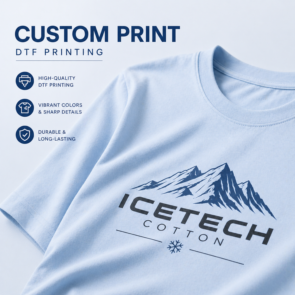 (DTF Print) Custom Logo Print ICETECH Cotton T-Shirt 210gsm Round Neck Regular Fit